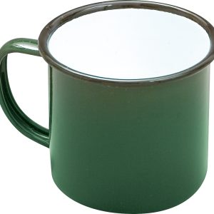 Falcon Housewares 9 cm Green Enamel Mug with Black Rim