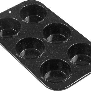 Falcon Housewares Black Heavy Duty 6 Hole Bun or Muffin Tin