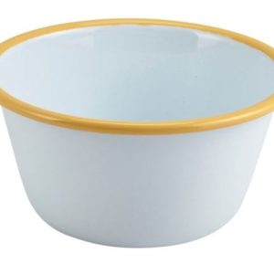 Falcon Housewares 14 cm Yellow and White Enamel Pudding Basin x 6