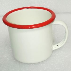 Falcon Housewares 8 cm Red and Cream Enamel Mug