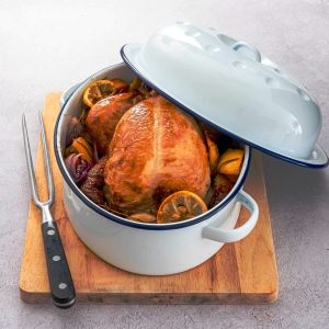 Falcon Housewares 26 cm Blue and White Oval Enamel Roaster