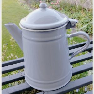 Retro styled Grey Enamel Coffee or Tea Pot