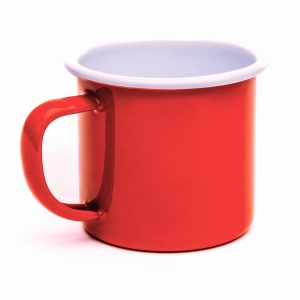 Falcon Housewares 8 cm Red Enamel Mug with White Rim