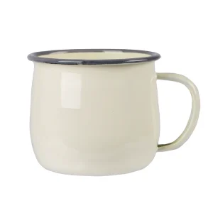 Cream and Grey 8 cm Enamel Belly Shaped Mug