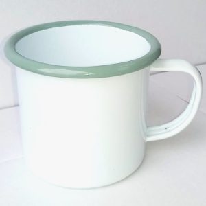 Falcon Housewares 8 cm Sage Green and White Enamel Mug