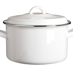 4.7 Litre White Enamel Casserole