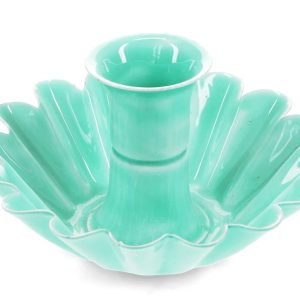 Green Aqua Enamel Candle Holder X 2