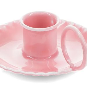 Pink Shell Shaped Enamel Candle Holder X 2