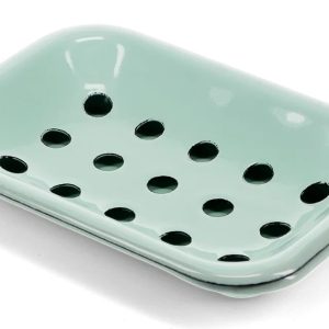 Pastel Green Enamel Soap Dish