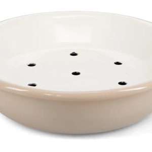 Mushroom and White Round Soap Dish