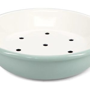 Green and White Round Soap Dish