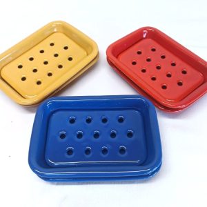 Falcon Housewares Red, Blue and Yellow Enamel Soap Dishes
