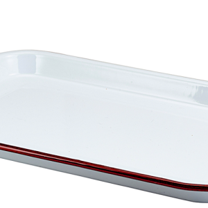 Red and White Enamel 42 cm Serving Tray or Bake pan